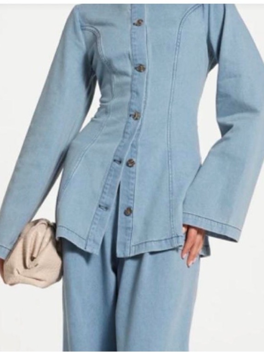 VEILED Light Blue Denim Button-Front Jacket worn once